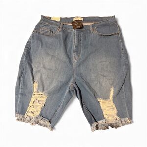 Trendy Distressed Denim Shorts